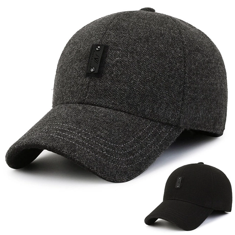 Herren Winter Baseballkappe Wollmischung Fleece Futter Thermisch Ohrenschutz Winddicht Outdoor Verdickte Mütze