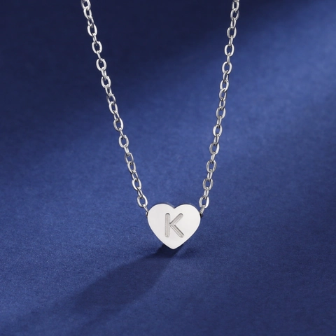 Heart Pendant Initial Necklace Stainless Steel Titanium Steel A-Z Letter Minimalist Jewelry Accessory
