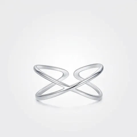 925 Sterling Silver Ring X-Shape Double Layer Cross Geometric Minimalist Open Adjustable Fashion Jewelry For Women