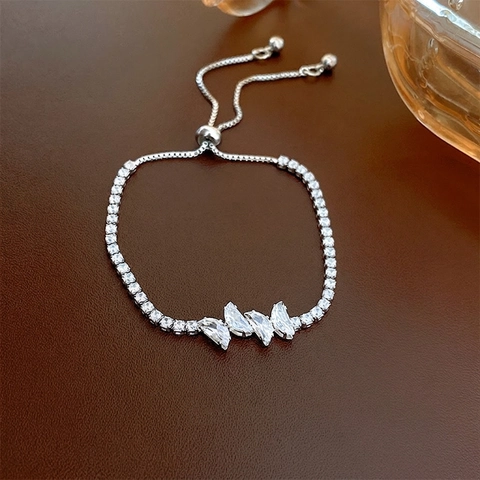 Butterfly Zircon Adjustable Bolo Bracelet Elegant Marquise Stone Tennis Chain Jewelry Gift For Women