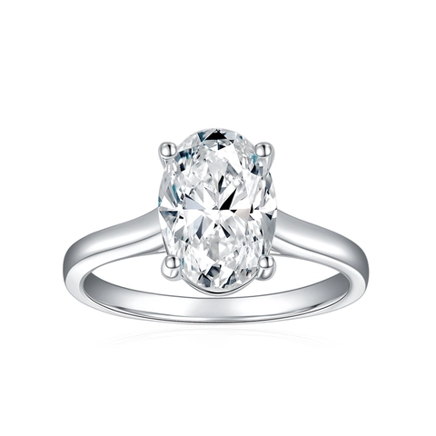 Lussuoso Anello in Argento Sterling 925 Con Moissanite Ovale e Certificato GRA Anello di Fidanzamento e Matrimonio da Donna