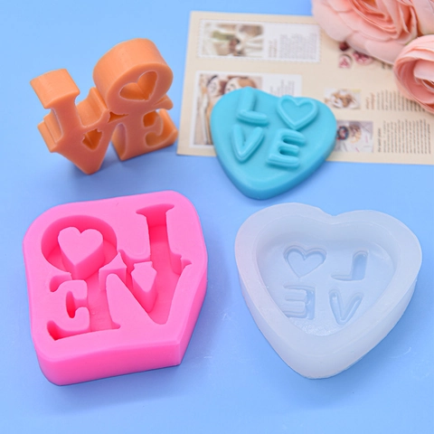 Silicone Mold LOVE Heart Shaped Stereoscopic DIY For Cake Fondant Chocolate Aromatherapy Plaster Candle Soap Resin