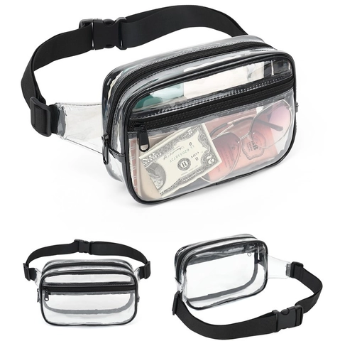 Riñonera Transparente De PVC Impermeable Con Correa Ajustable Para Deporte Fitness Viajes Bolso De Pecho Casual