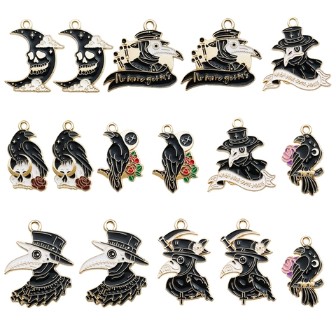 Ciondoli Gotici Dottore Della Peste Corvo Smalto Lega Per Halloween Produzione Di Gioielli DIY
