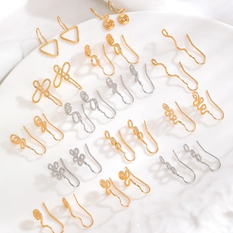 Elegant Copper Geometric Hook Earrings For Women Minimalist Gold Silver Plated Spiral Infinity Shape Dainty Jewelry