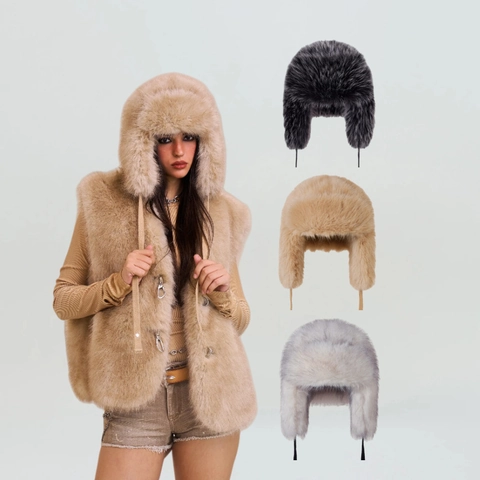 Gorro De Trampero De Invierno Piel Sintética Ushanka Con Orejeras Grueso Cálido Resistente Al Viento Estilo Cazador