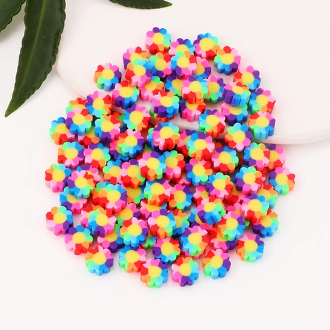Colorful Flower Polymer Clay Beads Rainbow Sunflower DIY Jewelry Making Accessories For Necklace Bracelet Handmade Craft