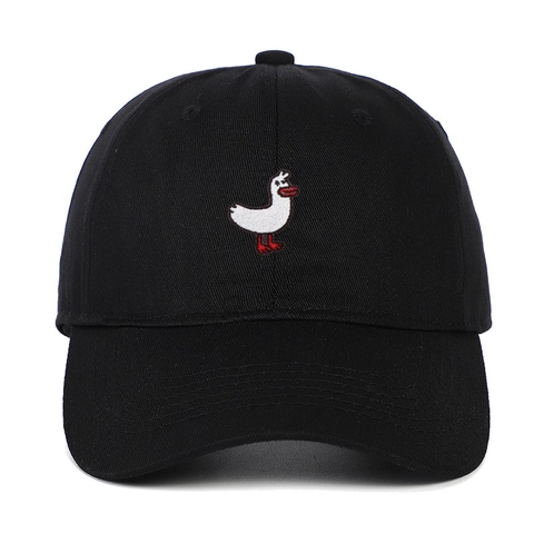 Berretto Da Baseball In Twill Di Cotone Ricamato Cigno Anatra Cupola Morbida Visiera Curva Regolabile Allaperto Protezione Solare Unisex