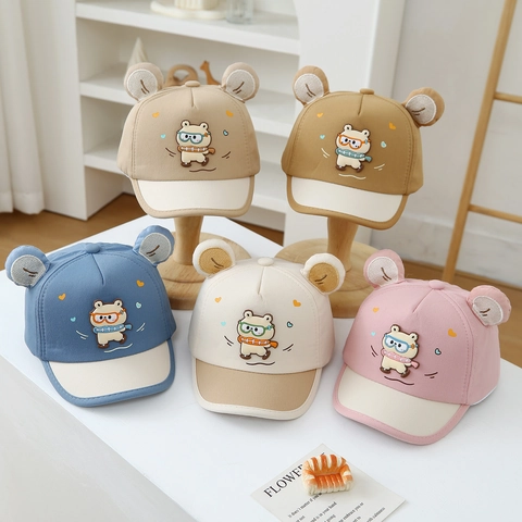 Cappellino Da Baseball Per Neonati Orecchie Da Orso Cartone Animato Colore Contrastato Regolabile