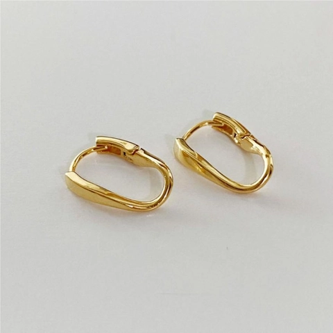 925 Sterling Silver Hoop Earrings For Women Minimalist Curved Irregular Wavy Geometric Fashionable Daily Accessories