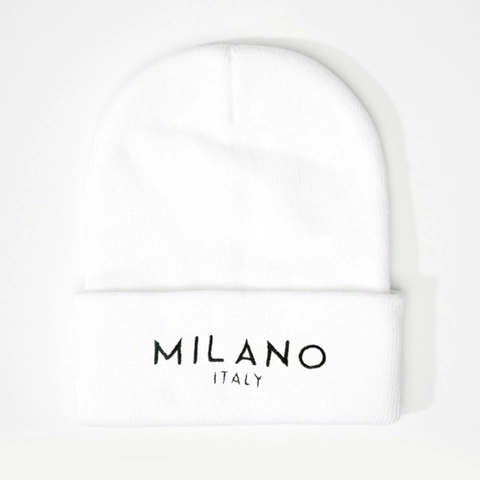Gorro De Punto Bordado Milano Italy Cálido Invierno Color Sólido Gorro Con Dobladillo Para Hombre Mujer Casual Exterior Acrílico