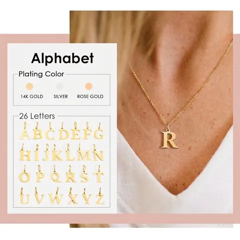 Edelstahl Halskette Mit Buchstaben-Anhänger Minimalistischer Alphabet-Schmuck Für Damen Geschenk