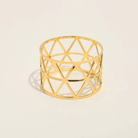 Metal Napkin Rings Hollow Geometric Triangle Design Holder For Wedding Party Dinner Table Decoration Luxury Gold Silver