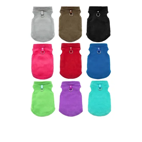 Pet Warm Fleece Vest Harness Clothing For Cats Small Medium Dogs Sleeveless Winter Jacket With Metal D Ring Plaid Solid