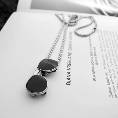 Collana Pendente Occhiali Da Sole Con Catena Acciaio Titanio E Lega Accessorio Moda Hip Hop Uomo Donna