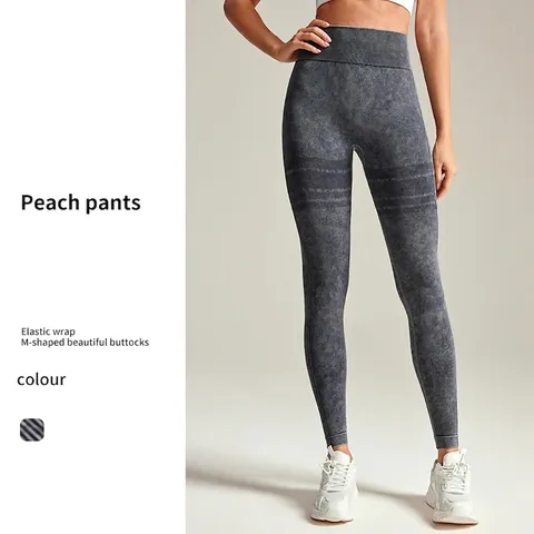 Nahtlose Yoga Leggings Damen Hohe Taille Acid Wash Nylon Elasthan Fitnessstudio Training Leggings Po Lift Bauchkontrolle