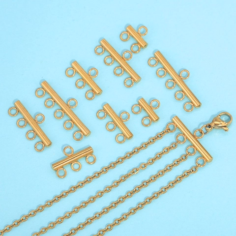 Chiusura A Scorrimento Multifilo In Acciaio Inossidabile Connettore Gioielli Per Collane Bracciali Multistrato DIY