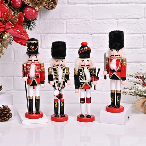 Traditionelle Weihnachten Nussknacker Soldat Ornamente Handbemalte Holzfiguren Für Festliche Desktop Fenster Display Dekoration