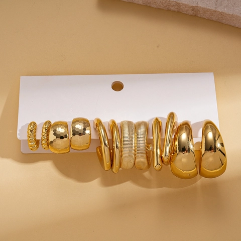 Gold Plated Hoop Earrings Geometric Studs With Steel Earring Post Trendy Fashion Accessory For Women Minimalist