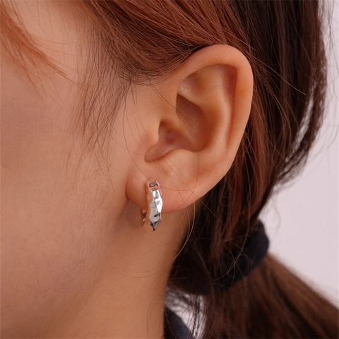 Pendientes De Aro Martillados Irregulares Minimalistas De Cobre Metal Textura De Lava Joyería Geométrica Para Mujeres Estilo Moderno