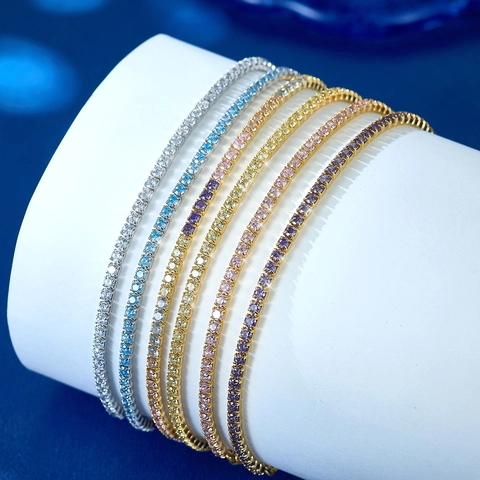 925 Sterling Silver Tennis Necklace Zirconia Inlaid Gold Silver Plated Hip Hop Jewelry For Women Elegant Choker Necklace