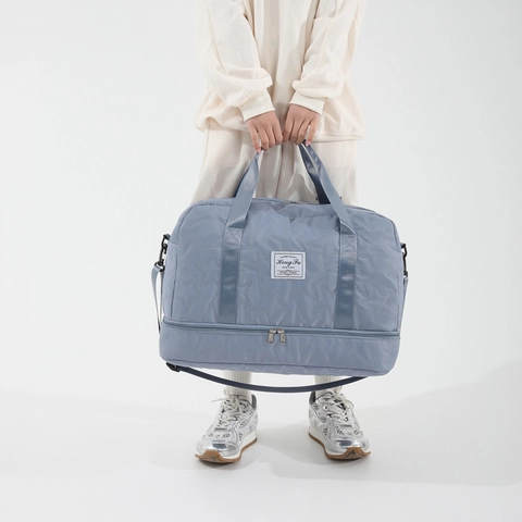 Bolso De Viaje De Gran Capacidad Patrón De Estrellas Acolchado Nylon Bolsa De Gimnasio Con Compartimento Para Zapatos