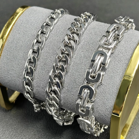 Heren Hip Hop Verzilverd Metaal Cubaanse Schakel Armbanden Dominante Punk Stijl Sieraden Voor Dagelijks Gebruik Feest Cadeau