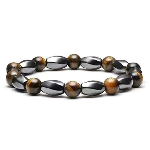 Natural Hematite Tiger Eye Beaded Bracelet For Men Women Fashion Geometric Stone Stretch Bracelet Handmade Unisex Jewelry