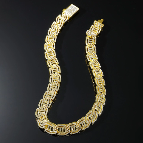 Hip Hop Kubanische Gliederkette Halskette Und Armband Legierung Strass Buchstabe H Hohl Iced Out Mode Schmuck Für Herren