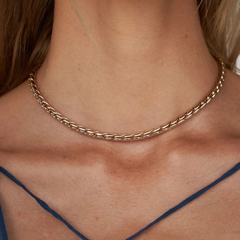 Pulsera Y Collar De Cadena De Cuerda Trenzada De Acero Inoxidable Chapado En Oro De 18K Joyería Minimalista Impermeable Para Mujeres Hombres