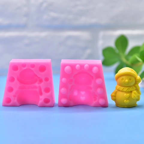 Christmas Snowman And Gift Box Shape Silicone Mold For DIY Cake Fondant Candle Soap Handcrafted Making