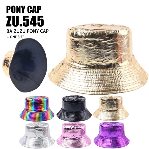 Metallic Vissershoed Glanzend Holografisch Reflecterend Omkeerbaar Streetwear Voor Heren Dames Feest