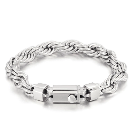 Herren Kordelkette Armband Edelstahl Gedrehtes Gliederdesign Hip Hop Schmuck Accessoire Für Männer