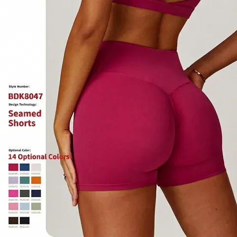 High Waist Yoga Shorts Nylon Spandex Bauchkontrolle Hüftstraffung Sport Fitness Laufen Radfahren Training Für Damen