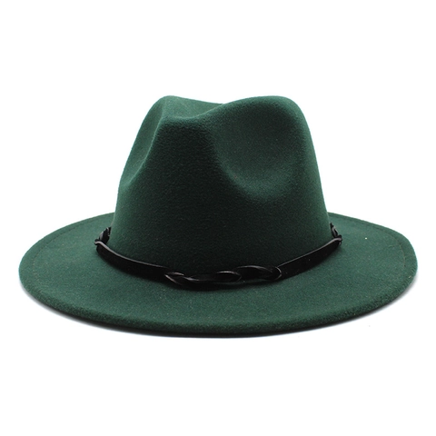 Breitkrempiger Fedora Hut Baumwolle Polyester Filz Jazz Kappe Mit Schwarzem Geflochtenem Band Für Herren Damen Herbst Winter