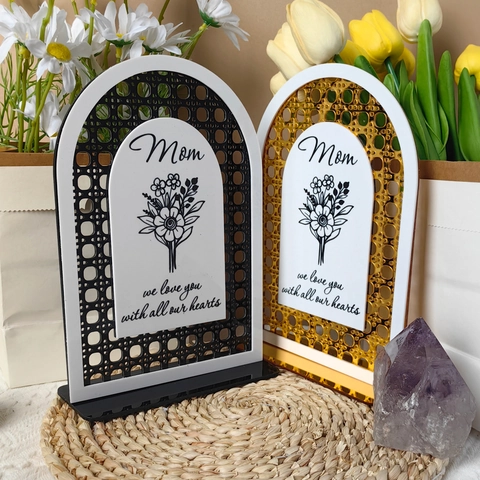Placa Decorativa De Acrílico Día De La Madre Espejo Dorado Forma Corazón Letrero Con Base Regalo Para Mamá Decoración