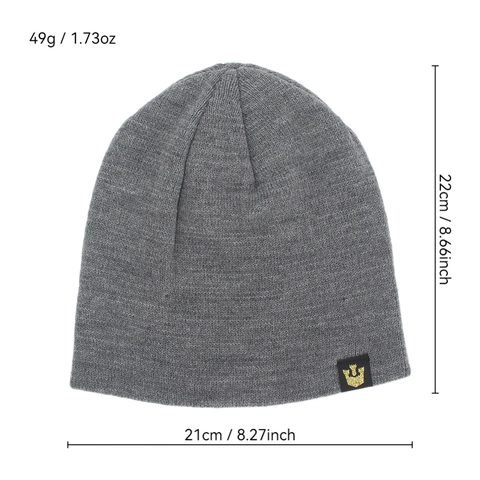 Gorro De Punto Acrílico Cálido Cortavientos Color Sólido Con Parche De Corona Exterior Casual Para Hombres Mujeres