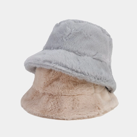 Faux Fur Plush Bucket Hat For Women Solid Color Warm Windproof Outdoor Autumn Winter Retro Fashion Basin Hat