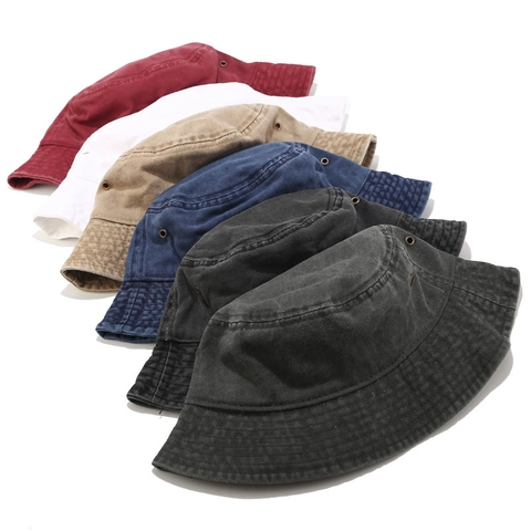 Cappello a Secchiello in Cotone Lavato Unisex Vintage Protezione Solare Pieghevole Cappello da Pescatore Tinta Unita Estate Viaggio