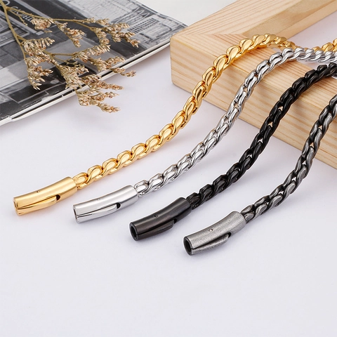 Collana Da Uomo In Acciaio Inossidabile Catena Osso Di Drago Placcato Sotto Vuoto Maglia Intrecciata Hip Hop Streetwear Gioielli Di Moda Con Chiusura A Barile