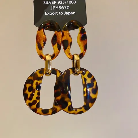 Geometrische Luipaardprint Hangende Oorbellen Met 925 Sterling Zilveren Oorsteker Acryl Schildpad Dubbele Ring Sieraden