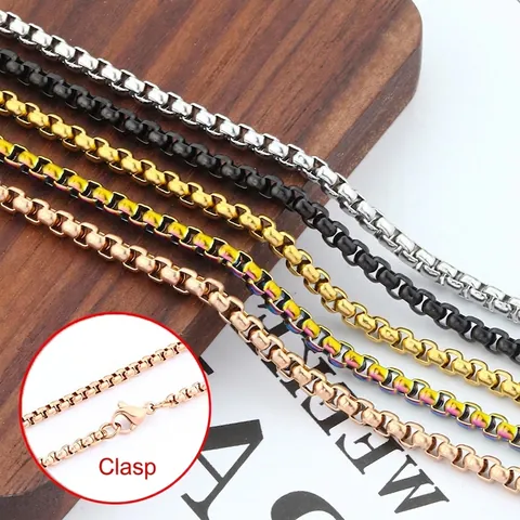 Stainless Steel Box Chain Necklace Minimalist Polished Square Link Jewelry For Men Women Durable Basic Accessory