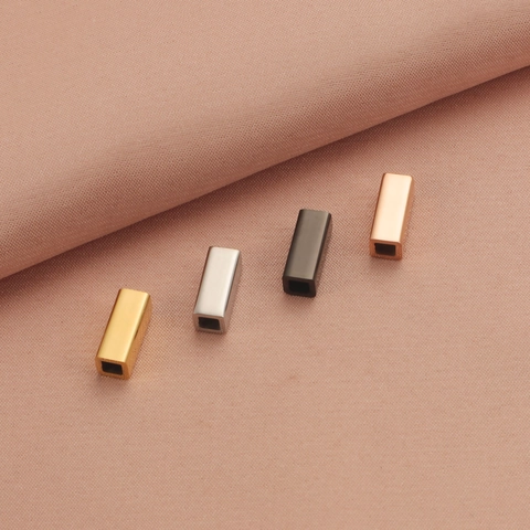 Hollow Tube Beads 304 Stainless Steel Rectangular Pendant Connectors DIY Jewelry Making Bracelet Necklace Accessories