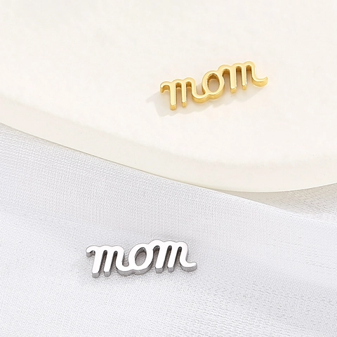 Dijes Colgantes Letra Mom Acero Inoxidable Fuente Script DIY Collar Pulsera Accesorio Creación Joyas Mujer