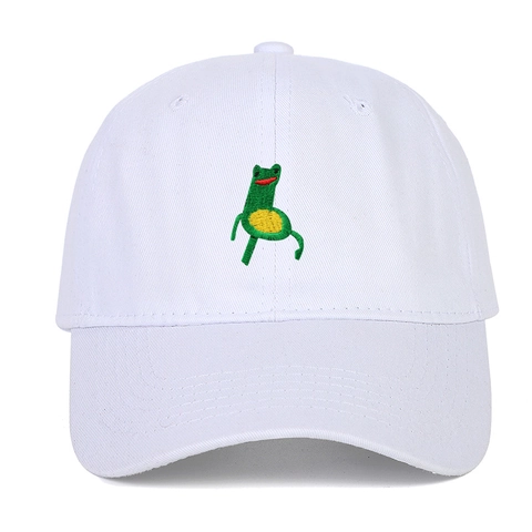 Frog Embroidery Baseball Cap Baumwolle Verstellbar Soft Top Gebogener Rand Lustiger Cartoon Sonnenhut Für Herren Damen