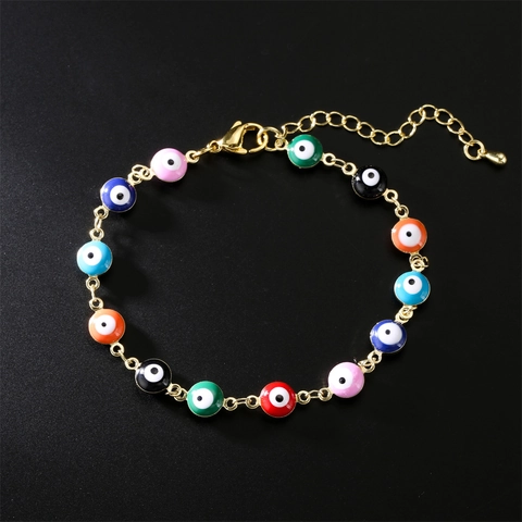 Evil Eye Anhänger Halskette Kupfer Vergoldet Bunte Zirkonia Perlen Boho Mode Schmuck Für Frauen