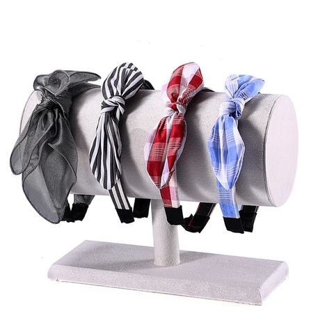 Soporte De Exhibición De Diadema De Terciopelo Estante De Almacenamiento T-Bar Para Cintas De Pelo Pulseras Organizador De Joyas