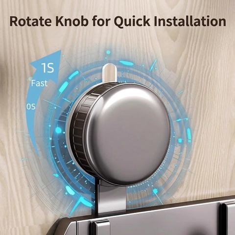 Wall Mounted Multi Hook Rack Space Aluminum Strong Suction Cup No Drill Waterproof For Bathroom Kitchen Entryway Door