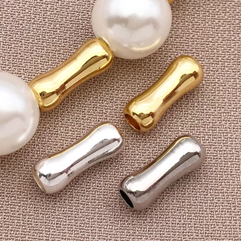 Copper Spacer Beads 18K Gold Plated Bamboo Tube Bone Shape For DIY Necklace Bracelet Jewelry Making Color Retention