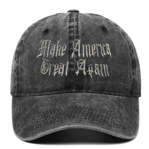 Casquette De Baseball En Coton Lavé Broderie Lettres Gothiques Make America Great Again Vintage Ajustable